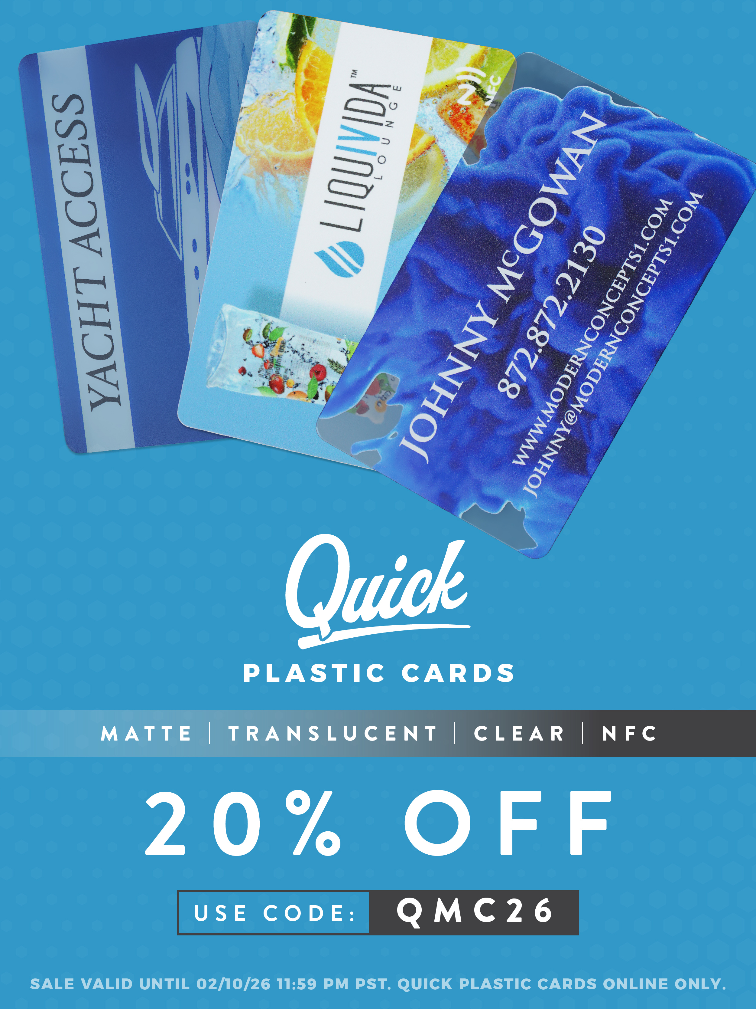 20 Percent Off Quick Plastic Cards